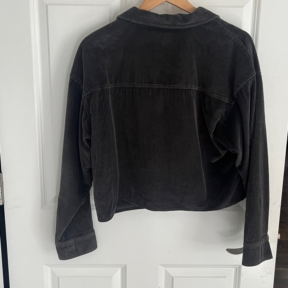 American Eagle Gray Corduroy Oversized Shirt Jacket Shacket size small - Picture 6 of 6